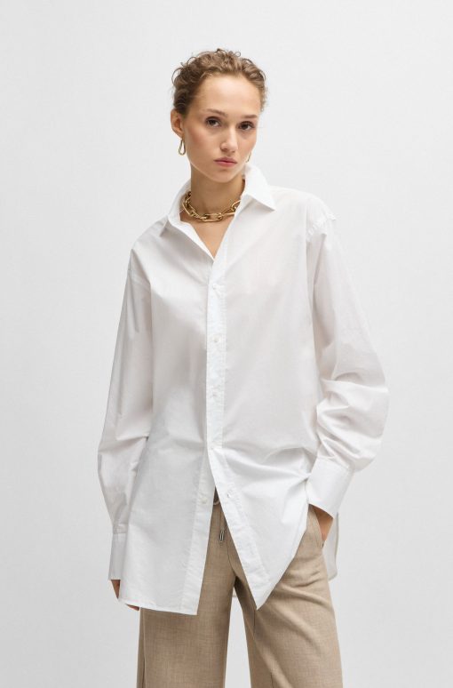 Hugo Boss Blouses-Regular-fit blouse in cotton with Double B monogram-boss store