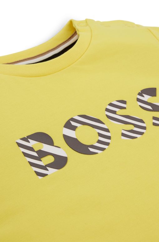 Hugo Boss-Kids' T-shirt in pure-cotton jersey with embossed logo-boss store - Image 2