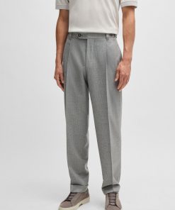 Hugo Boss-Relaxed-fit trousers in micro-patterned wool-boss store