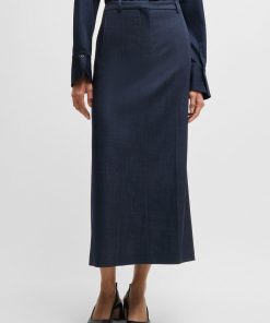 Hugo Boss Skirts-Long-length skirt in denim-effect twill-boss outlet