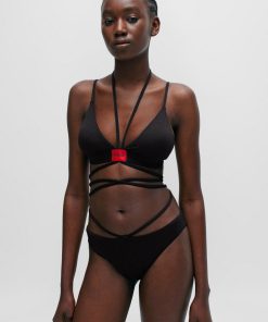 Hugo Boss-Structured-jersey bikini bottoms with strap details-boss near me 2