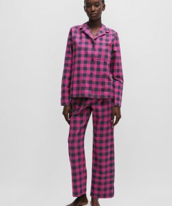 Hugo Boss Underwear, Pajamas, and Socks-Drawstring pajama bottoms in checked cotton flannel-boss hugo 2