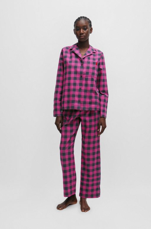 Hugo Boss Underwear, Pajamas, and Socks-Drawstring pajama bottoms in checked cotton flannel-boss hugo - Image 2