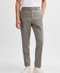 Hugo Boss-Slim-fit trousers in micro-patterned virgin wool-boss store