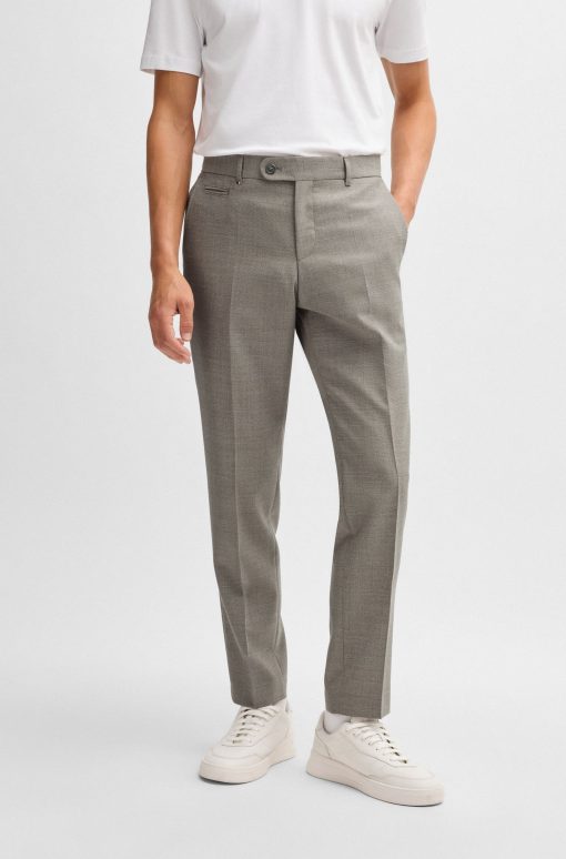 Hugo Boss-Slim-fit trousers in micro-patterned virgin wool-boss store