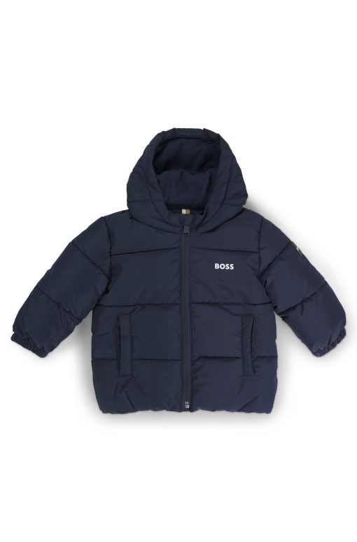 Hugo Boss-Kids' water-repellent padded jacket with logo print-hugo boss sale - Image 2