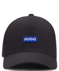 Hugo Boss Hats and Gloves-Cotton-twill cap with blue logo patch-hugo boss store 2