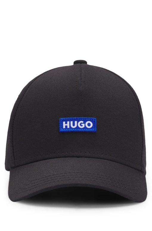 Hugo Boss Hats and Gloves-Cotton-twill cap with blue logo patch-hugo boss store - Image 2