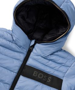 Hugo Boss-Kids’ reversible hooded jacket with water-repellent finish-hugo