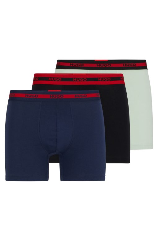 Hugo Boss Underwear-Three-pack of stretch-cotton boxer briefs with logos-hugoboss