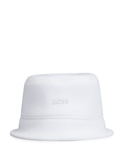 Hugo Boss-Cotton-piqué bucket hat with logo detail-hugo boss store near me