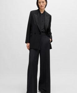 Hugo Boss Tailored Jackets-Relaxed-fit blazer with crystal-studded lapels-hugo boss sale 2