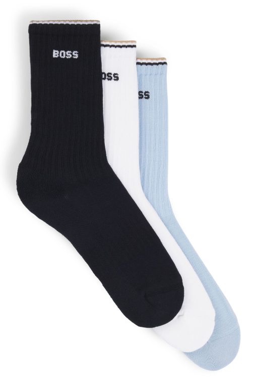 Hugo Boss Socks-Three-pack of short socks with logos-hugo boss store near me