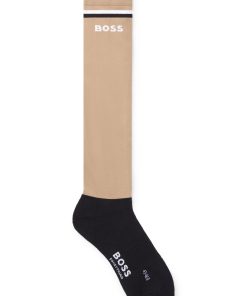 Hugo Boss-Equestrian riding socks with signature stripe and logo-hugo boss near me