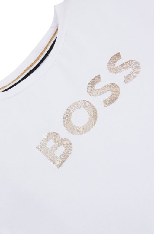 Hugo Boss-Kids' T-shirt in stretch cotton with metallic logo print-boss store - Image 2