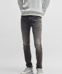 Hugo Boss Pants-Extra-slim-fit jeans in gray stretch denim-hugo boss store