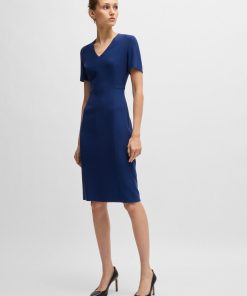 Hugo Boss Dresses-V-neck dress in stretch fabric-hugo boss store near me 2