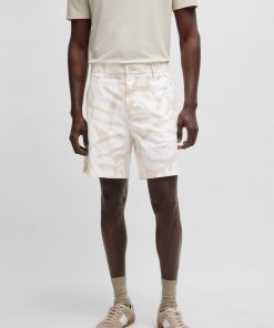 Hugo Boss Pants-Regular-fit shorts in printed stretch-cotton twill-hugo boss store