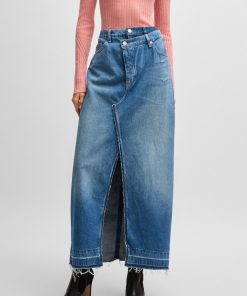 Hugo Boss Skirts-Maxi-length denim skirt with front slit-hugo boss near me