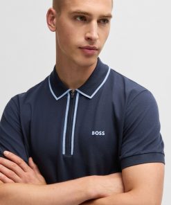 Hugo Boss Polo Shirts-Stretch-cotton polo shirt with contrast stripes-boss store near me 2