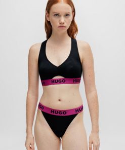 Hugo Boss Underwear, Pajamas, and Socks-Stretch-jersey racer-back bralette with branded waistband-boss store 2