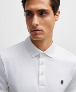 Hugo Boss Polo Shirts-Mercerized-cotton polo shirt with double monogram-boss store near me 2