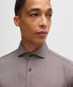 Hugo Boss Shirts-Casual-fit shirt in herringbone twill-hugo boss store near me 2