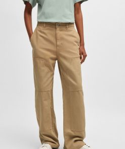 Hugo Boss-Straight-leg carpenter trousers in cotton canvas-boss near me