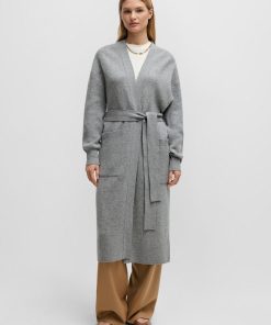 Hugo Boss Sweaters and Cardigans-Belted cardigan in virgin wool and cashmere-boss store