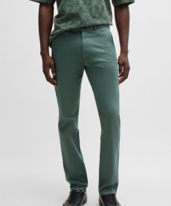 Hugo Boss Pants-Regular-fit chinos in stretch-cotton satin-boss near me