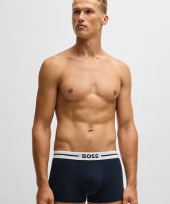 Hugo Boss Underwear-Three-pack of stretch-cotton plain and monogrammed trunks-boss hugo 2