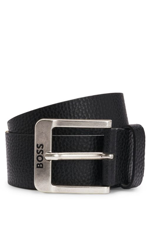 Hugo Boss Belts-Italian-leather belt with logo buckle-boss near me