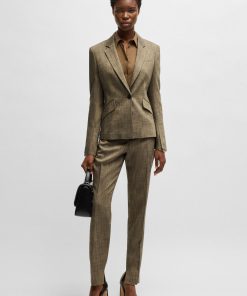 Hugo Boss Tailored Jackets-Slim-fit blazer in melange sharkskin fabric-hugo boss store near me 2