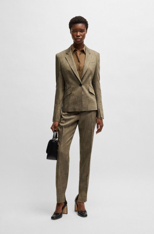 Hugo Boss Tailored Jackets-Slim-fit blazer in melange sharkskin fabric-hugo boss store near me - Image 2