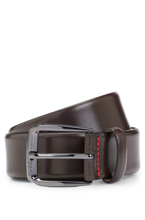 Hugo Boss Belts-Italian-leather belt with branded buckle-hugo boss outlet