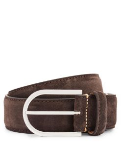 Hugo Boss Belts-Italian-suede belt with rounded brass buckle-hugoboss