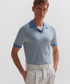 Hugo Boss Polo Shirts-Open-collar polo shirt in cotton and cashmere-hugo boss store