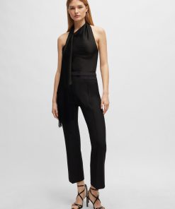 Hugo Boss Blouses-One-shoulder blouse with fringed scarf detail-boss store near me 2