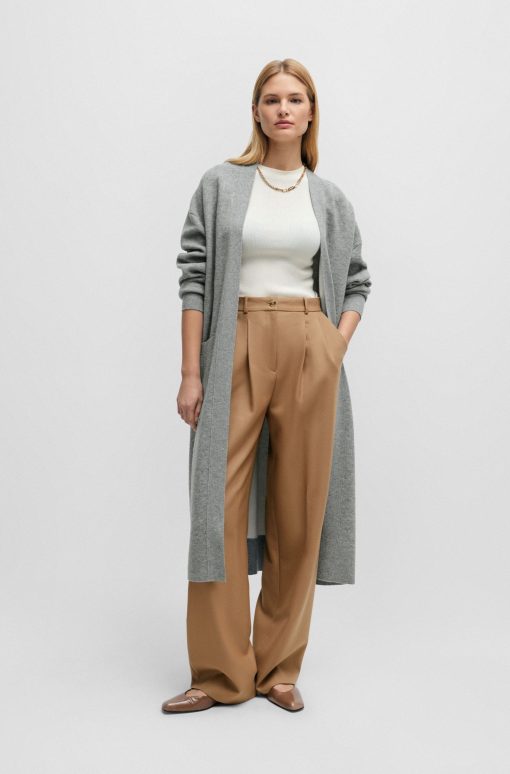 Hugo Boss Sweaters and Cardigans-Belted cardigan in virgin wool and cashmere-boss store - Image 2