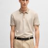 Hugo Boss Polo Shirts-Interlock-cotton polo shirt with stacked logo-boss store 3