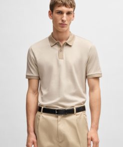 Hugo Boss Polo Shirts-Mercerized-cotton polo shirt with micro pattern-hugo boss near me