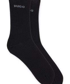 Hugo Boss Underwear, Pajamas, and Socks-Two-pack of quarter-length socks with logo details-boss near me