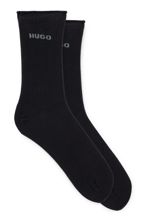 Hugo Boss Underwear, Pajamas, and Socks-Two-pack of quarter-length socks with logo details-boss near me