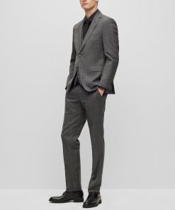 Hugo Boss Suits-Three-piece regular-fit suit in checked virgin wool-hugo 2