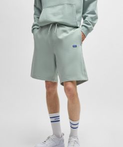 Hugo Boss-Cotton-terry shorts with blue logo patch-hugo boss outlet