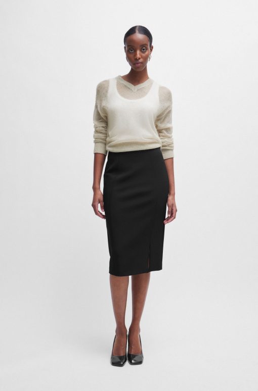 Hugo Boss Sweaters and Cardigans-V-neck sweater in a sheer knit-boss outlet - Image 2