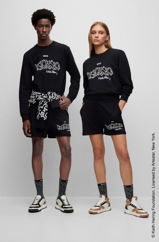 Hugo Boss Sweaters and Cardigans-BOSS x Keith Haring gender-neutral cotton-blend sweatshirt with special artwork-boss store near me