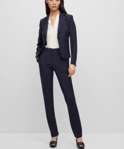 Hugo Boss Tailored Jackets-Regular-fit button-up jacket in virgin wool-boss store near me 2