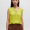 Hugo Boss Blouses-Relaxed-fit blouse with concealed placket and point collar-boss near me 4