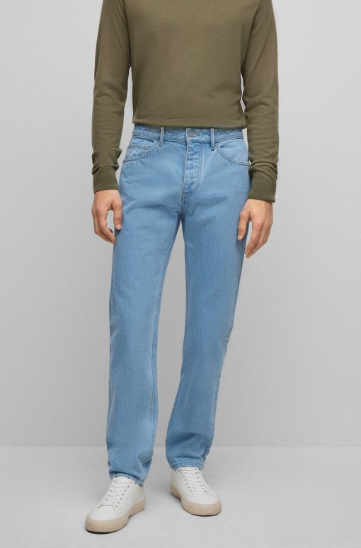 Hugo Boss Pants-Tapered-fit jeans in blue pure-cotton denim-hugo boss store